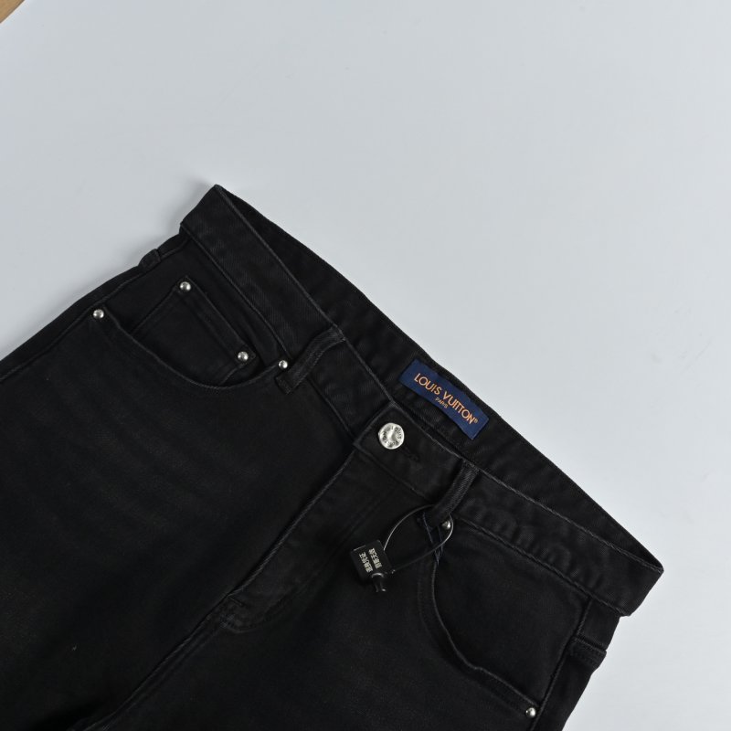 Black Embroidered Denim Jeans with Celestial Angel Graphic view