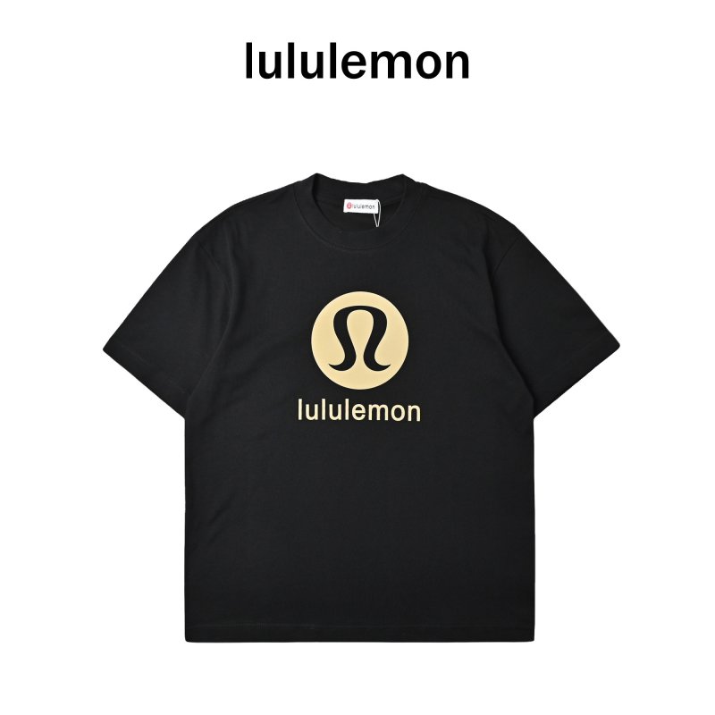 Lululemon Black Logo T-Shirt with Cream Print view