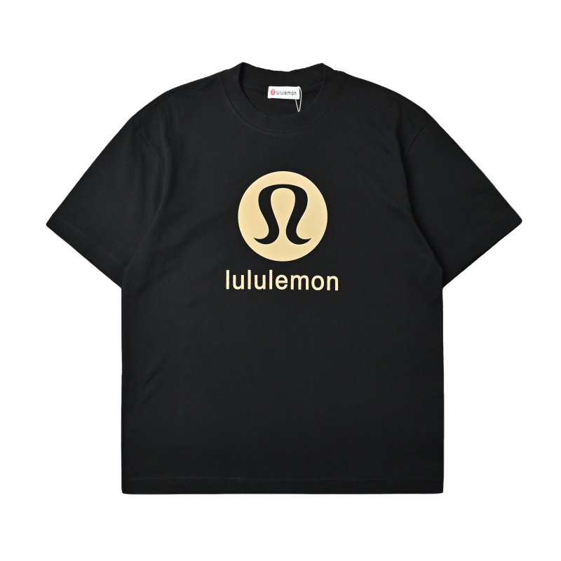 Lululemon Black Logo T-Shirt with Cream Print view