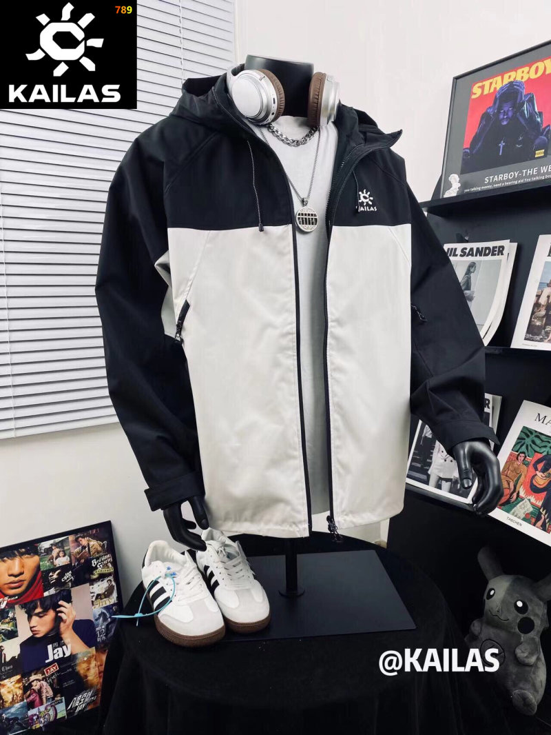 Kailas Color-Block Hooded Windbreaker Jacket Black White