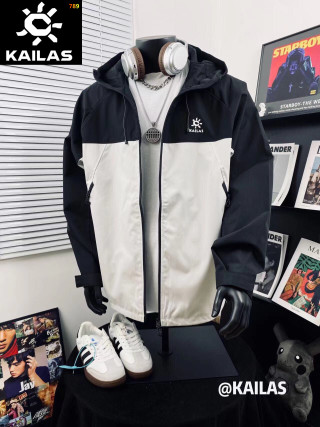 Kailas Color-Block Hooded Windbreaker Jacket Black White view 2