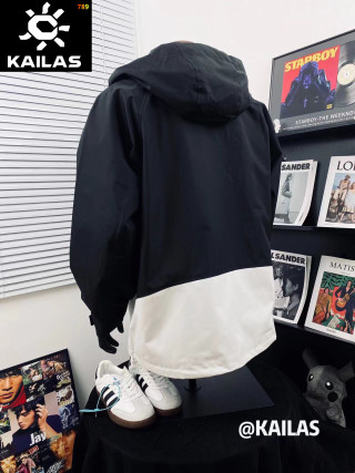 Kailas Color-Block Hooded Windbreaker Jacket Black White view 3