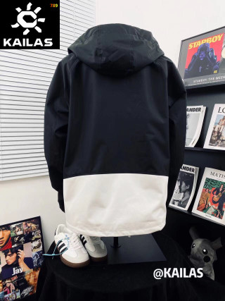 Kailas Color-Block Hooded Windbreaker Jacket Black White view 4