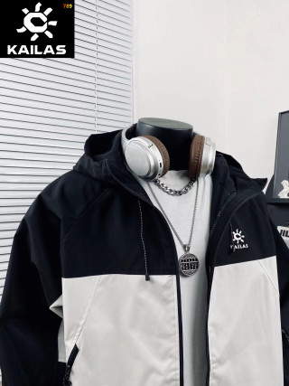 Kailas Color-Block Hooded Windbreaker Jacket Black White view 5