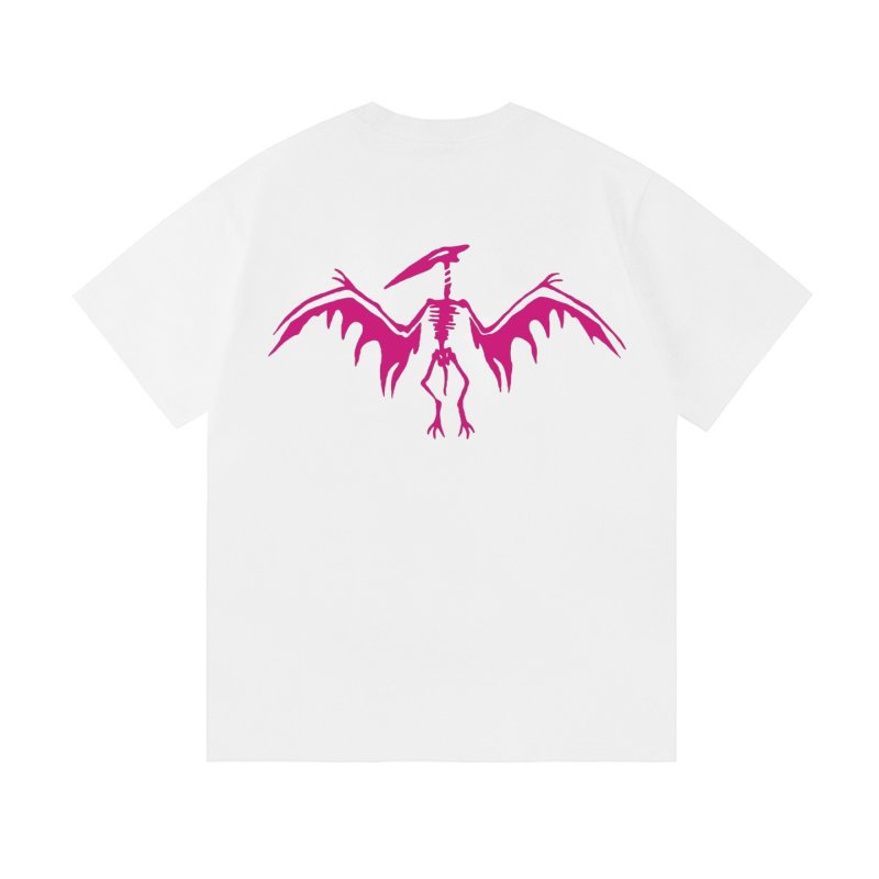 White Graphic Skeleton Wings T-Shirt - Magenta Print view