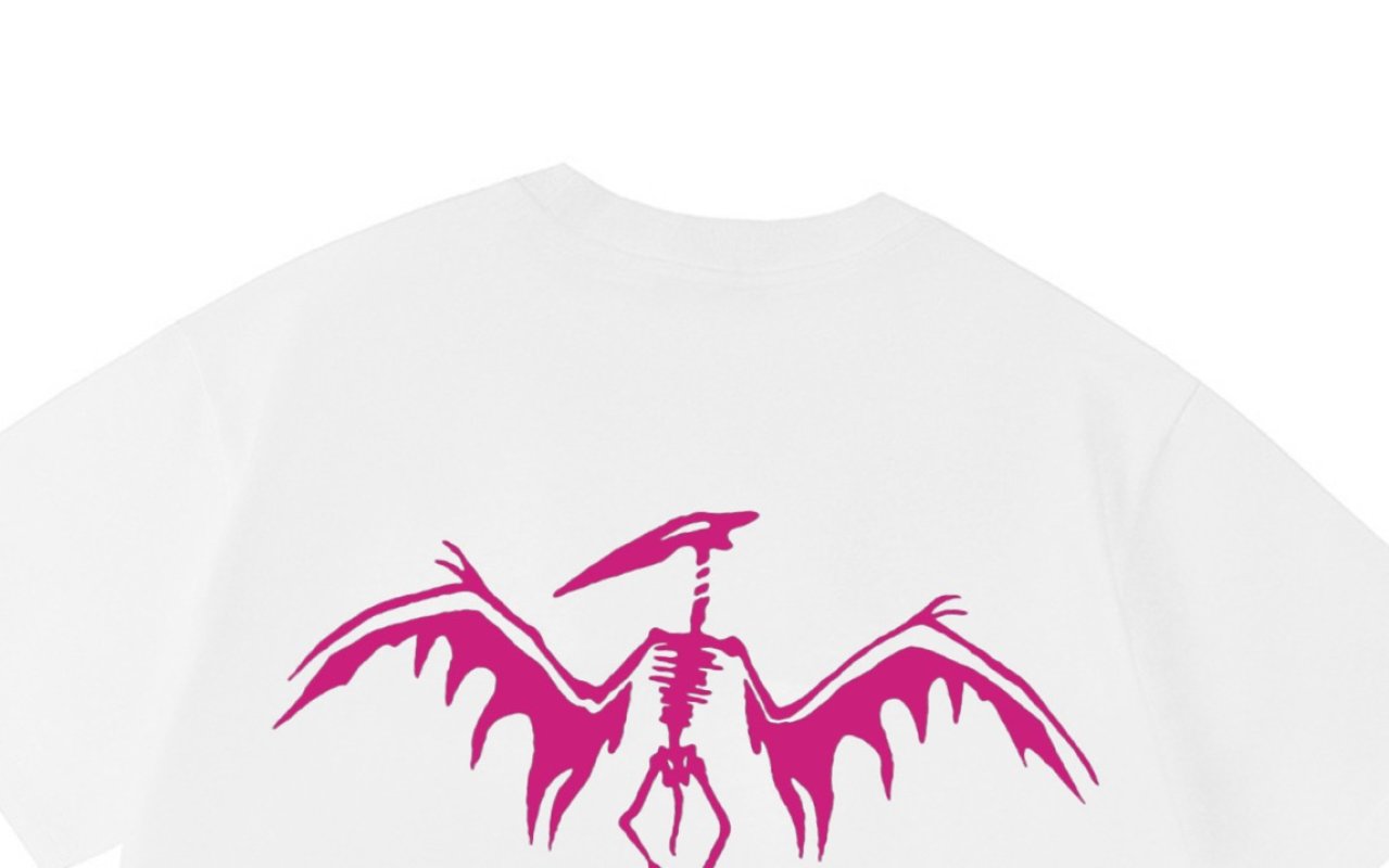 White Graphic Skeleton Wings T-Shirt - Magenta Print view
