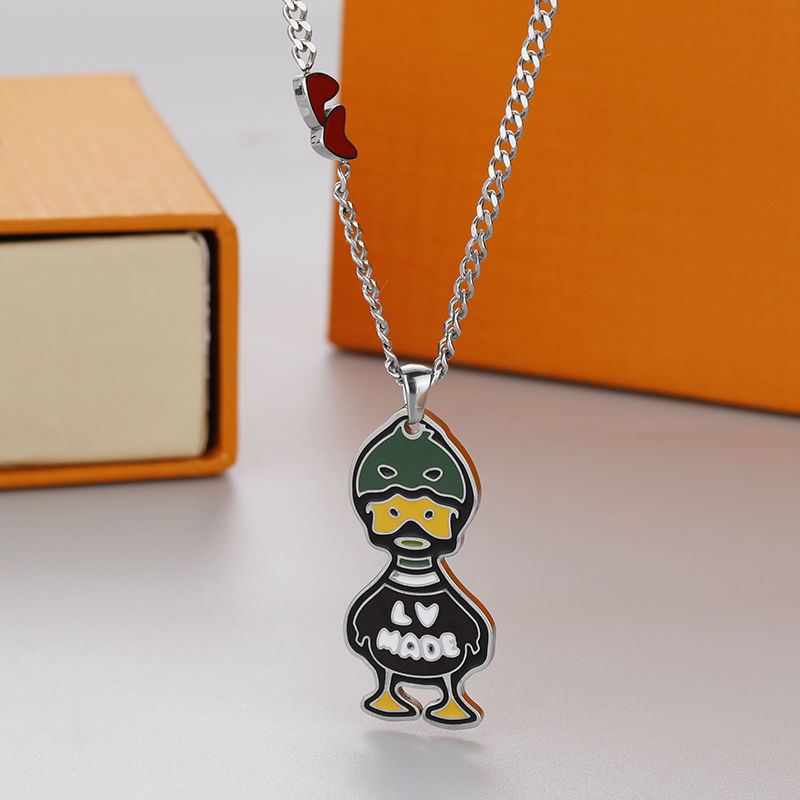 Louis Vuitton Duck Enamel Pendant Necklace - Black & Green view