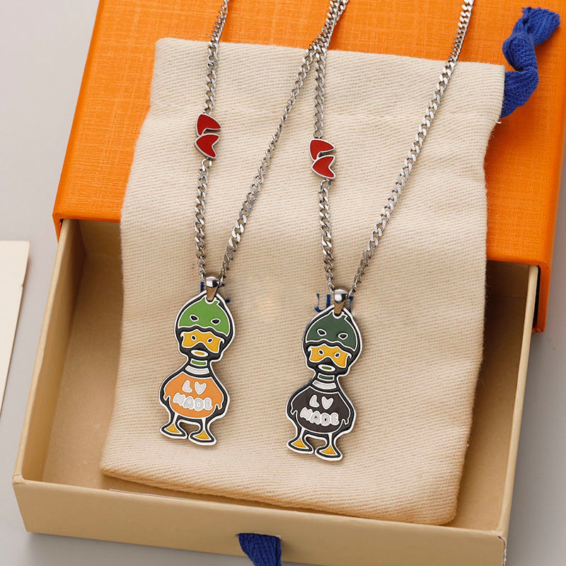 Louis Vuitton Duck Enamel Pendant Necklace - Black & Green view