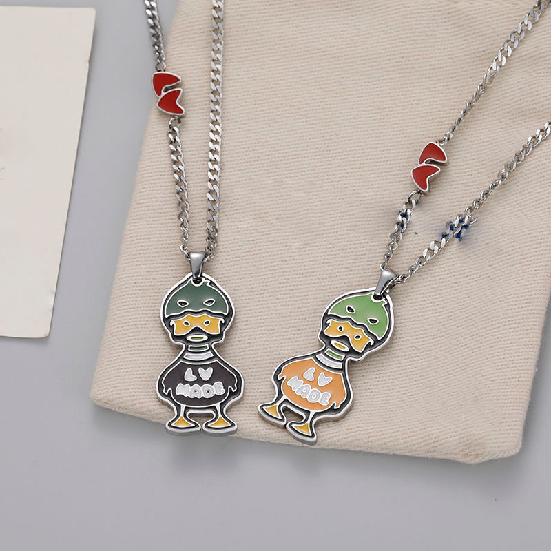 Louis Vuitton Duck Enamel Pendant Necklace - Black & Green view