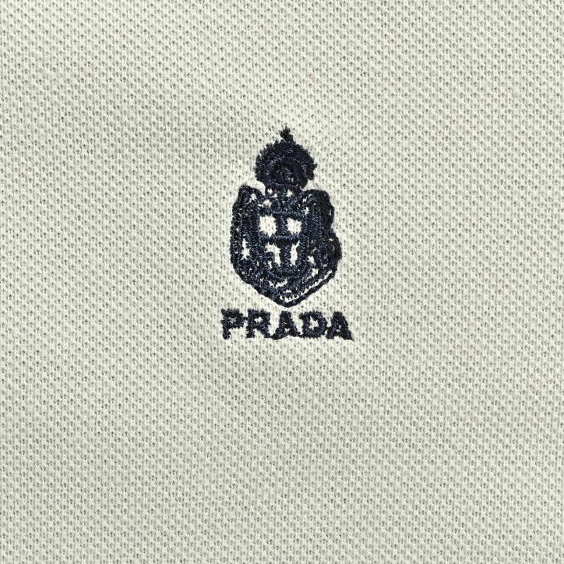 Prada Cream Polo Shirt with Embroidered Logo view