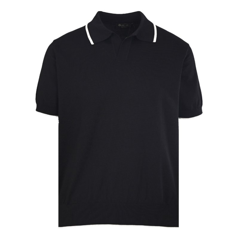 Black Polo Shirt with White Tipping view