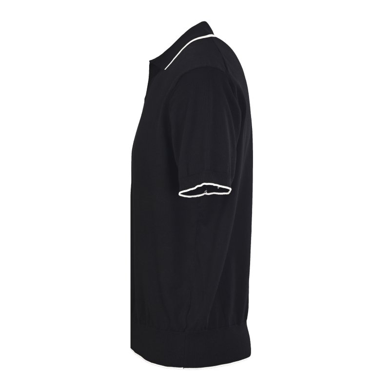 Black Polo Shirt with White Tipping view
