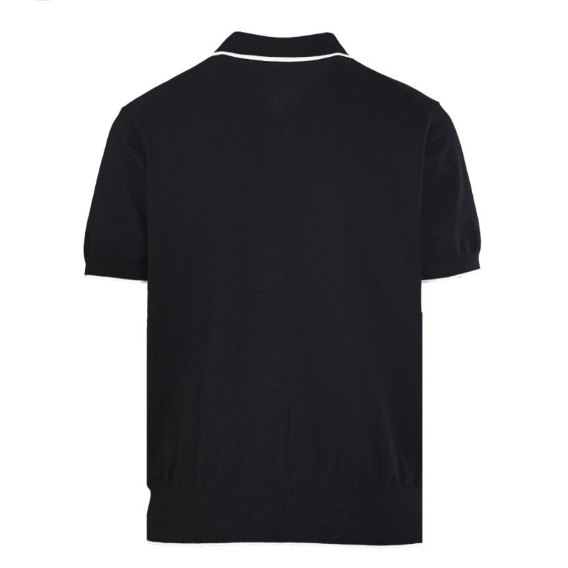 Black Polo Shirt with White Tipping view