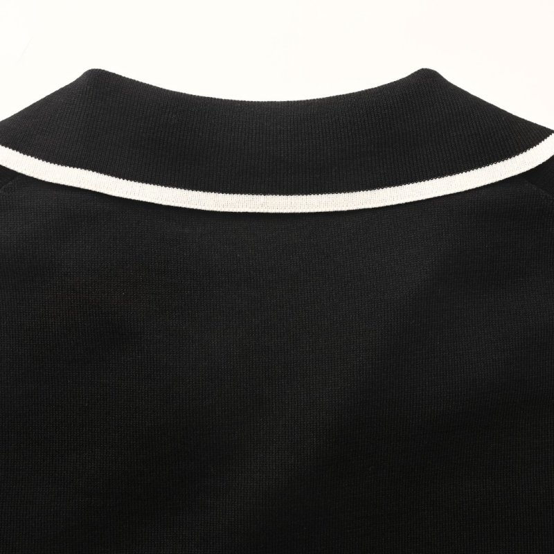 Black Polo Shirt with White Tipping view