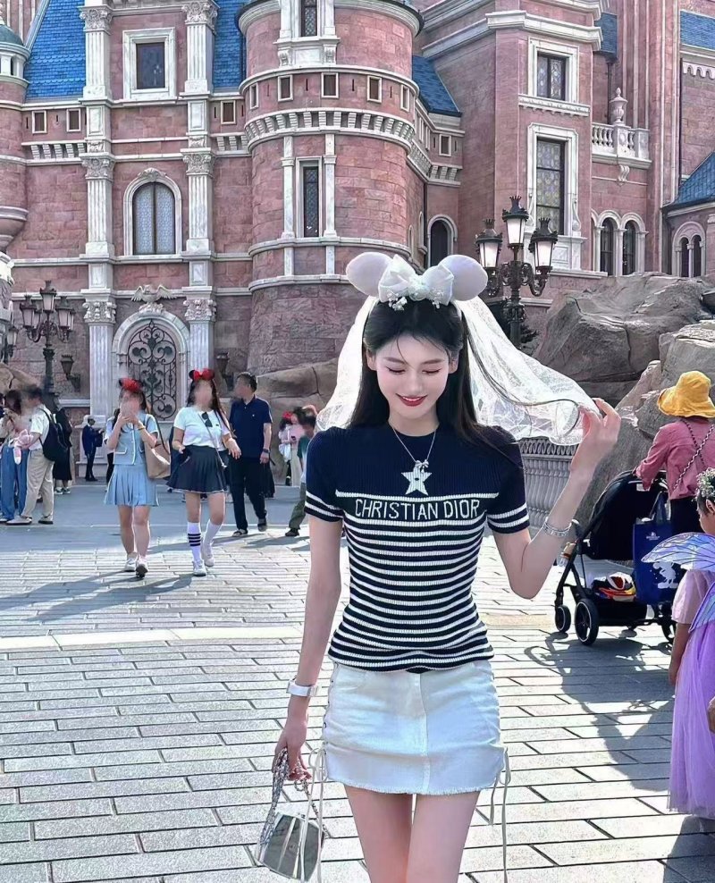 Dior Christian Striped Black & White Short Sleeve T-Shirt
