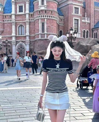 Dior Christian Striped Black & White Short Sleeve T-Shirt