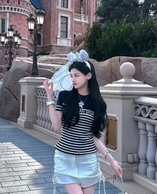 Dior Christian Striped Black & White Short Sleeve T-Shirt view 3