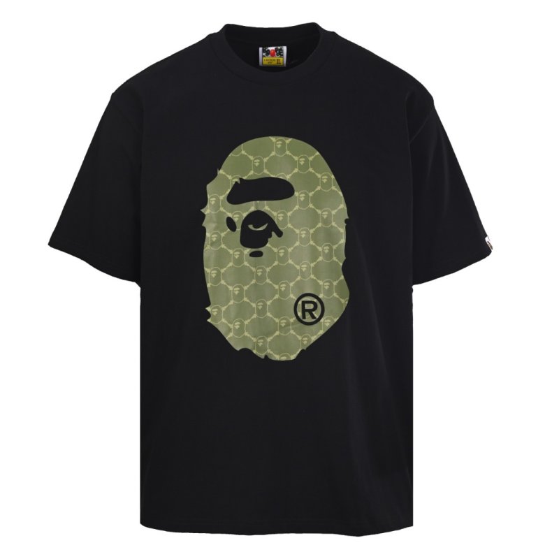 A Bathing Ape Head Logo Black T-Shirt Lime Green view