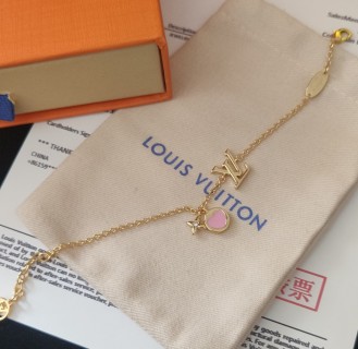 Louis Vuitton Iconic Heart Gold Bracelet with Pink Enamel