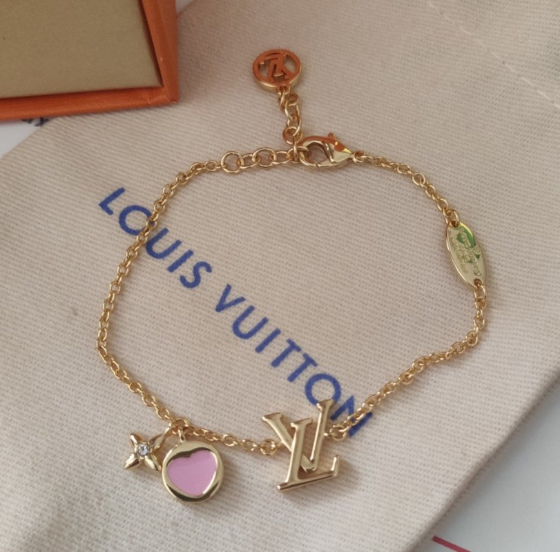 Louis Vuitton Iconic Heart Gold Bracelet with Pink Enamel view