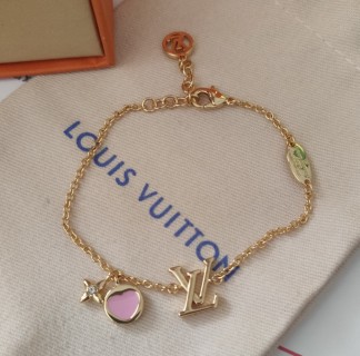 Louis Vuitton Iconic Heart Gold Bracelet with Pink Enamel view 2