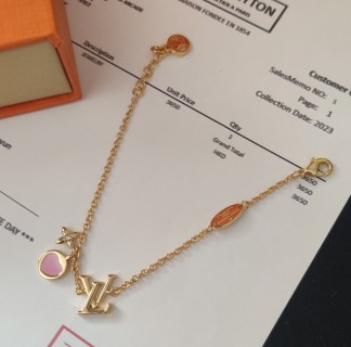 Louis Vuitton Iconic Heart Gold Bracelet with Pink Enamel view 3