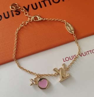 Louis Vuitton Iconic Heart Gold Bracelet with Pink Enamel view 7