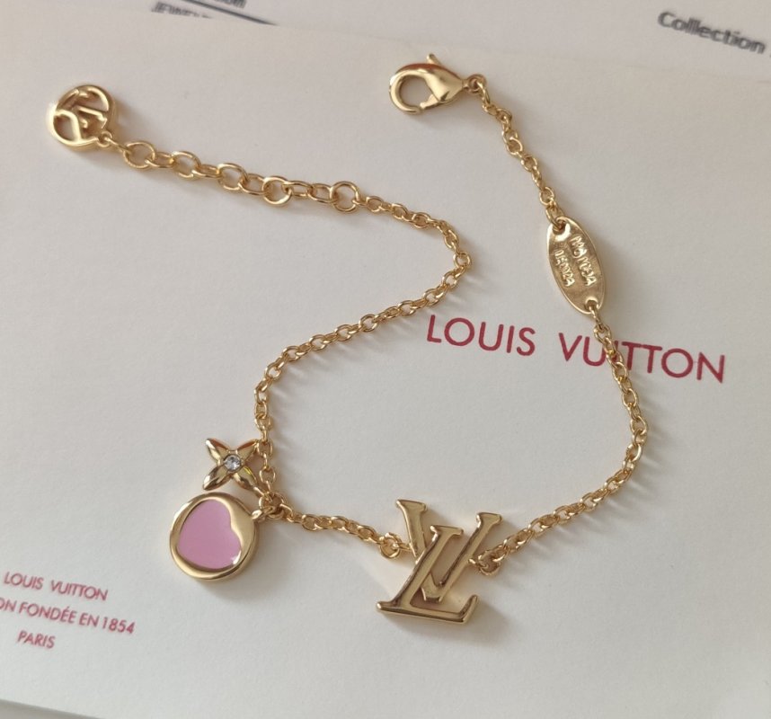 Louis Vuitton Iconic Heart Gold Bracelet with Pink Enamel view