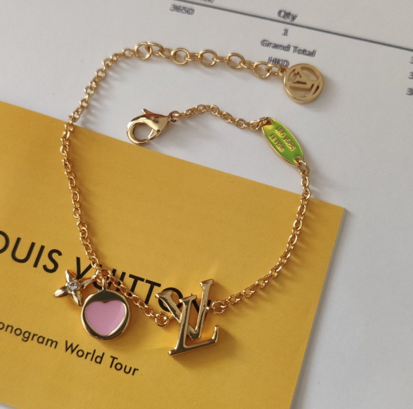 Louis Vuitton Iconic Heart Gold Bracelet with Pink Enamel view