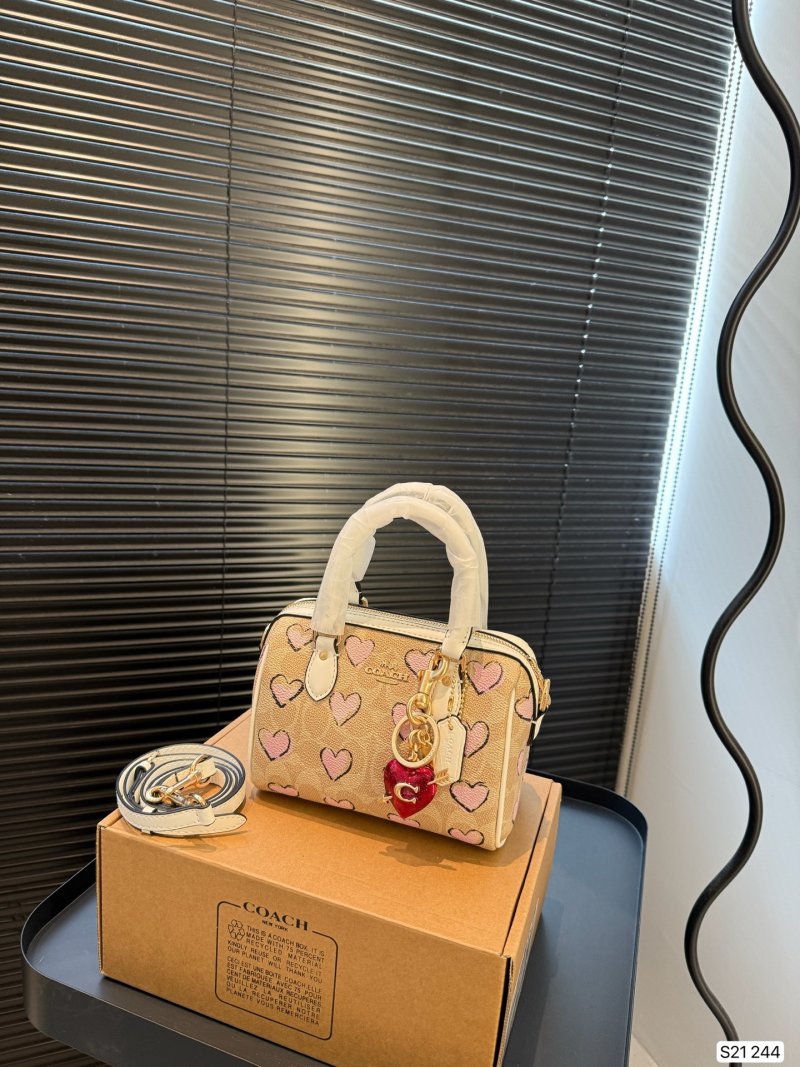 Coach Mini Rowan Heart Print Pillow Bag Cream