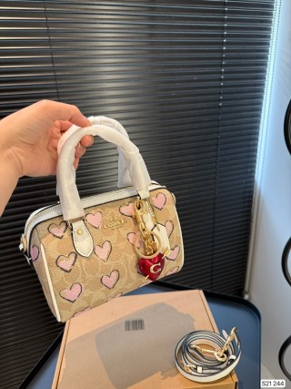 Coach Mini Rowan Heart Print Pillow Bag Cream view 2