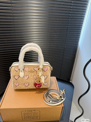 Coach Mini Rowan Heart Print Pillow Bag Cream view 3