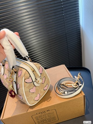 Coach Mini Rowan Heart Print Pillow Bag Cream view 4