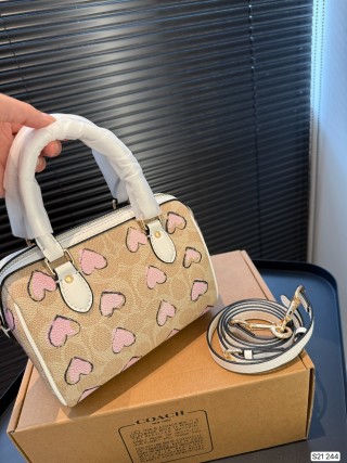 Coach Mini Rowan Heart Print Pillow Bag Cream view 5
