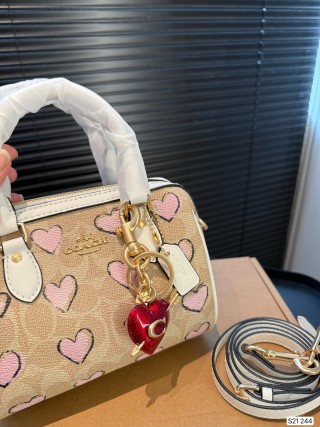 Coach Mini Rowan Heart Print Pillow Bag Cream view 7