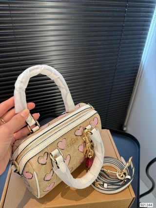 Coach Mini Rowan Heart Print Pillow Bag Cream view 8