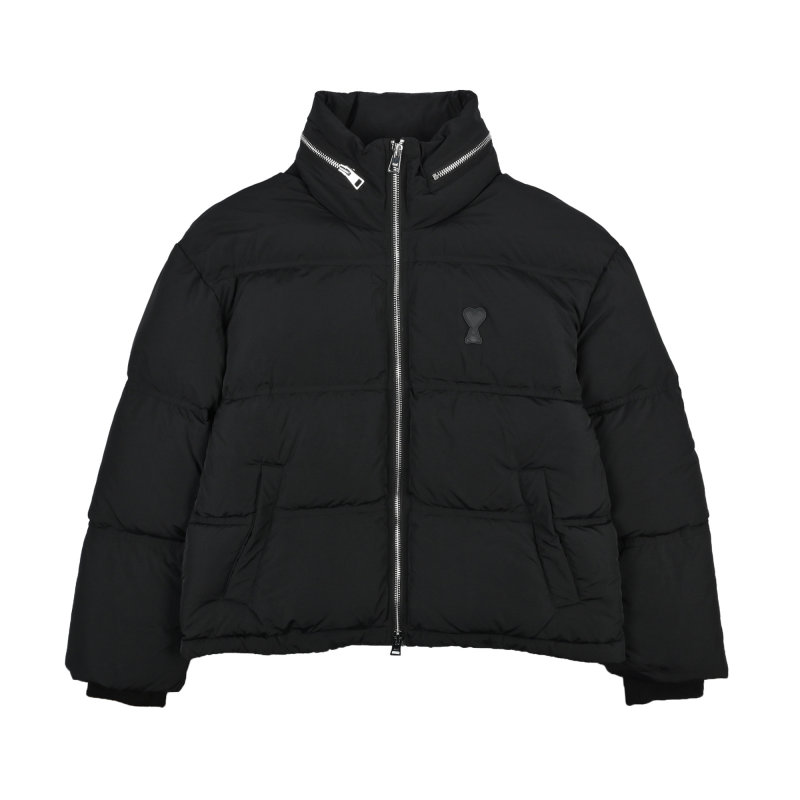 Black Quilted Puffer Down Jacket view