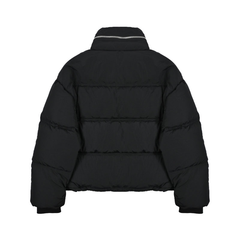 Black Quilted Puffer Down Jacket view