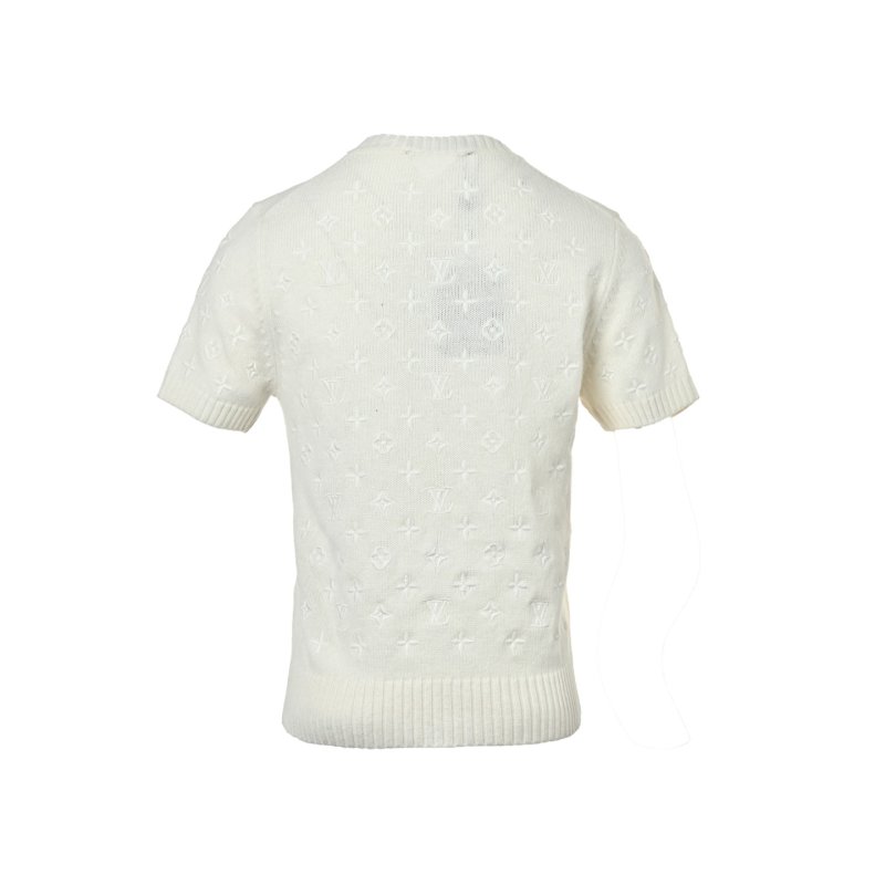 Louis Vuitton Monogram Embroidered Short-Sleeve Knit Tee - Cream view