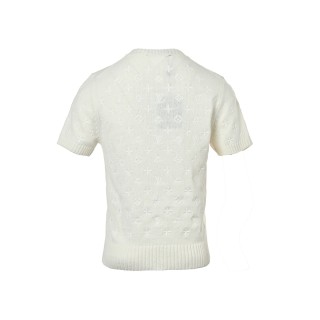 Louis Vuitton Monogram Embroidered Short-Sleeve Knit Tee - Cream view 3
