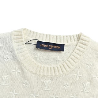 Louis Vuitton Monogram Embroidered Short-Sleeve Knit Tee - Cream view 4