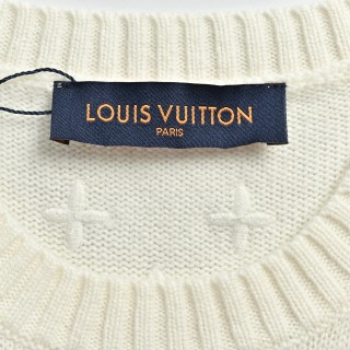 Louis Vuitton Monogram Embroidered Short-Sleeve Knit Tee - Cream view 5