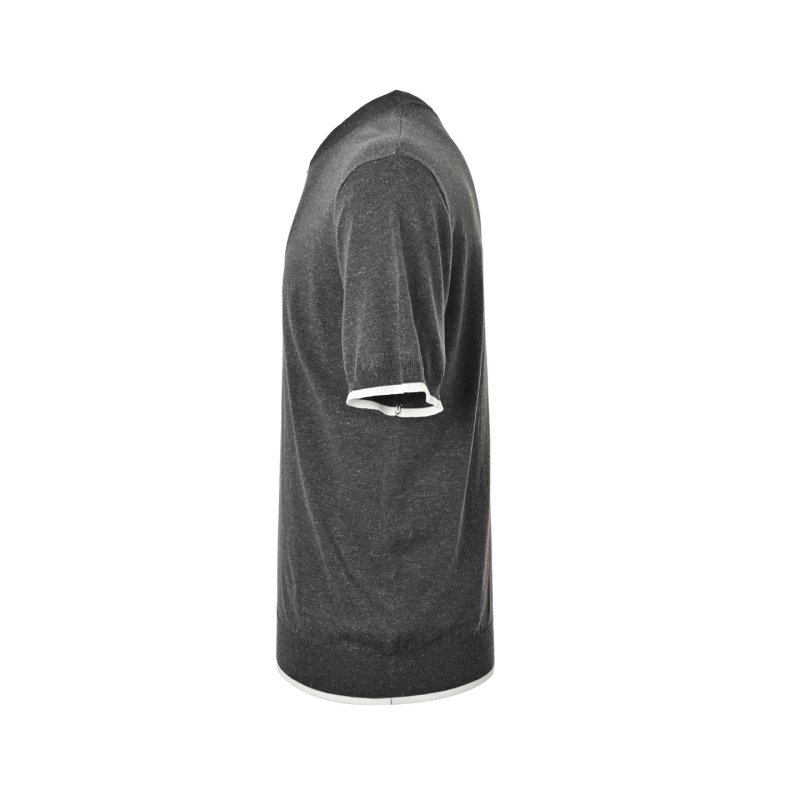 Charcoal Grey Crew Neck T-Shirt with White Trim view