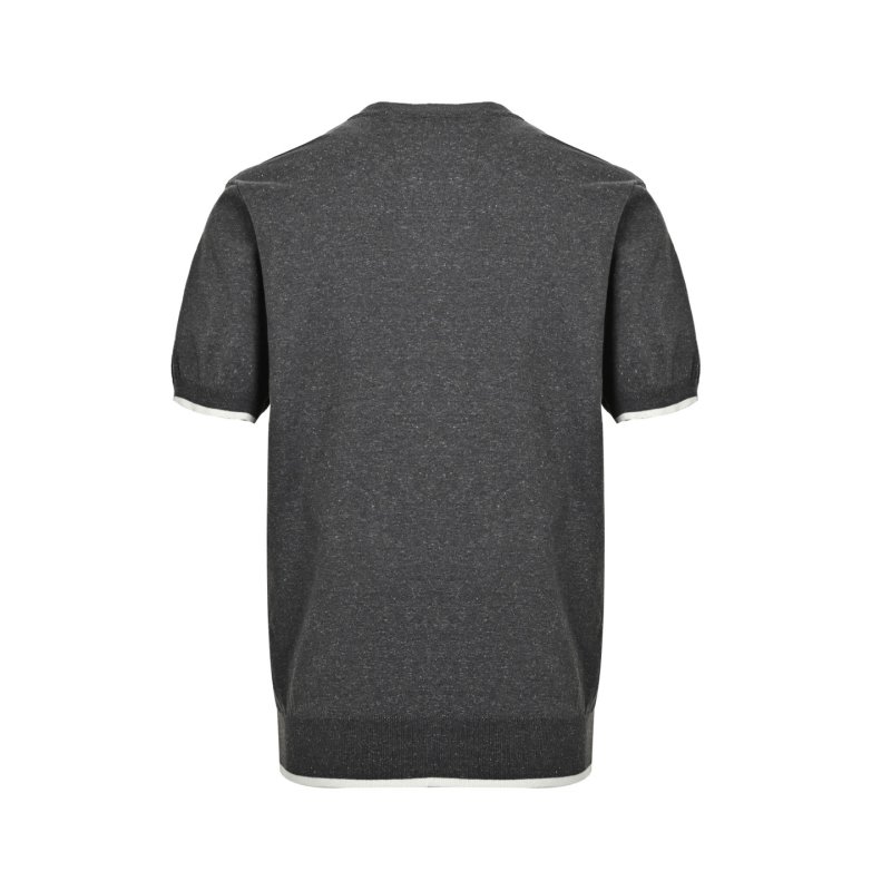 Charcoal Grey Crew Neck T-Shirt with White Trim view