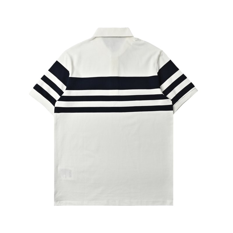 Prada Striped Polo Shirt White Navy view