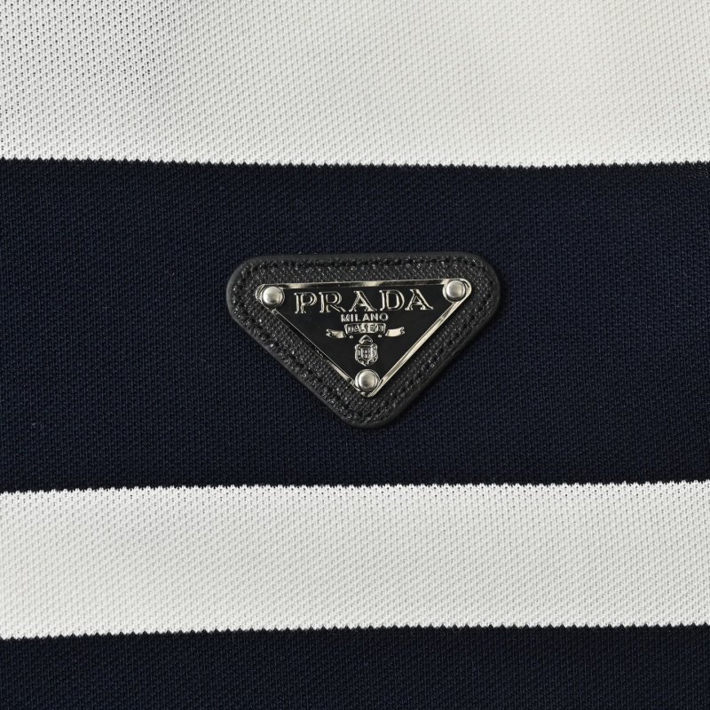 Prada Striped Polo Shirt White Navy view
