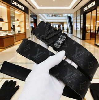 Louis Vuitton Monogram Canvas Belt Black 4.0cm