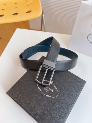 Prada Black Leather Business Belt 35mm view 2