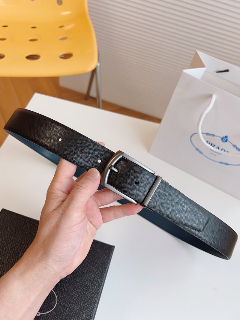 Prada Black Leather Business Belt 35mm view