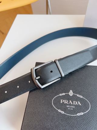 Prada Black Leather Business Belt 35mm view 4